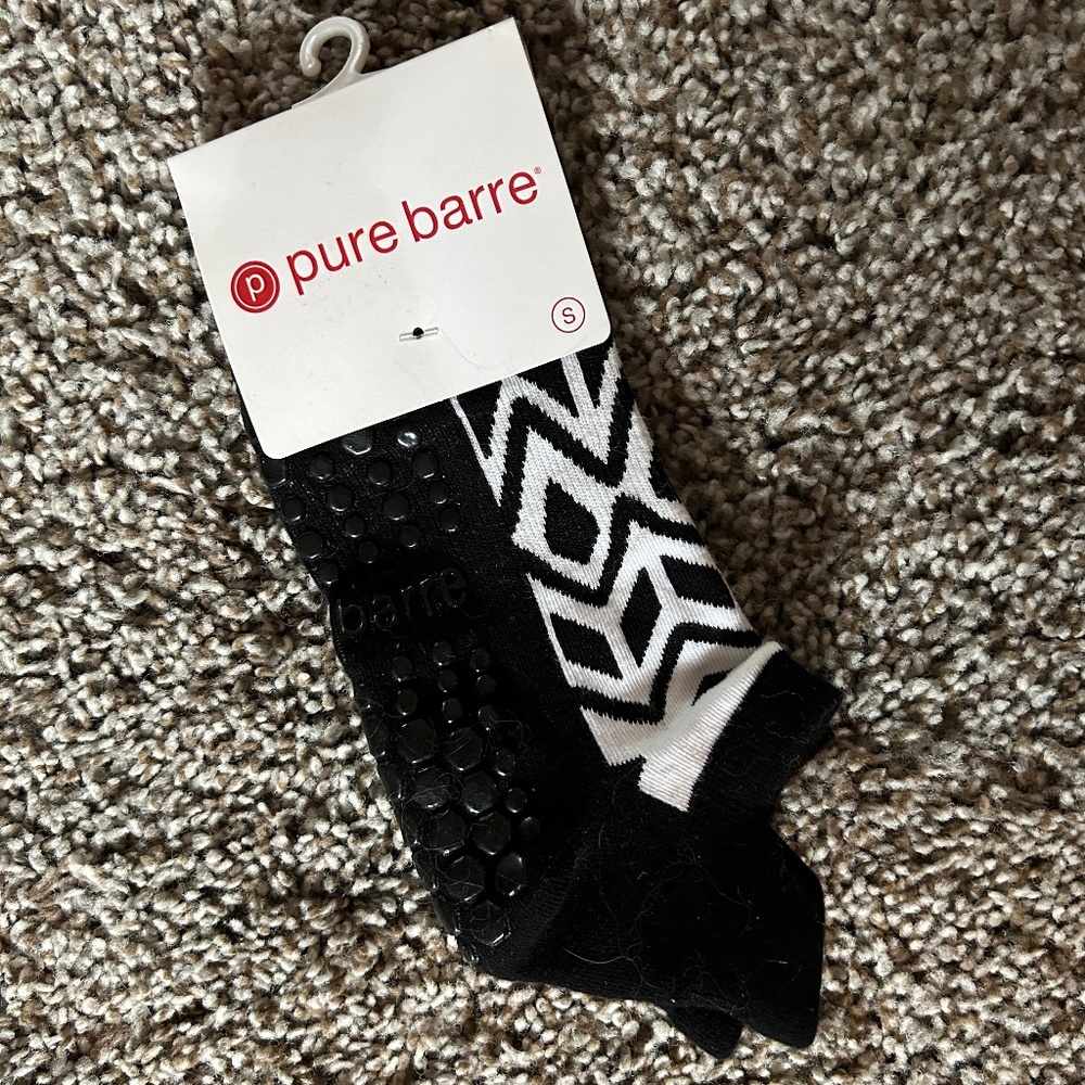 NWT - Pure Barre Socks, Black/White Print, Size S